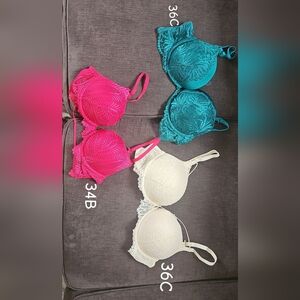 La SENZA Lace Bra Set - Pink, Teal, and Cream